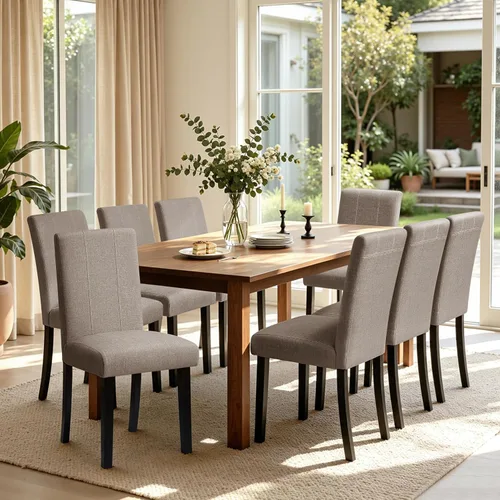 Miniatura 29 de CHUN YI Juego de 4 sillas de comedor tapizadas de piel sintética con ribete de cabeza de clavo y patas de madera, sillas laterales Parsons modernas