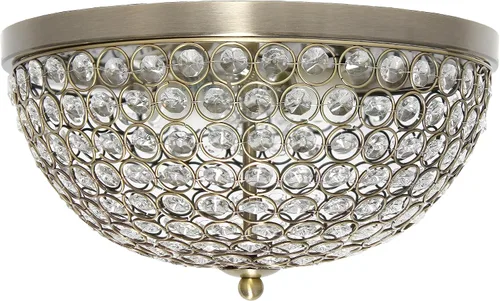 Miniatura 5 de Diseños elegantes FM1000-ABS Lámpara de techo de cristal en forma de elipse de 13 pulgadas moderna de metal con 2 luces en forma de cuenco