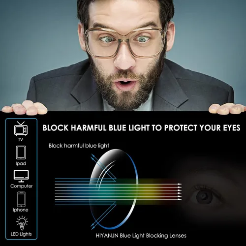 Miniatura 7 de HIYANJN Paquete de 4 lentes de lectura para mujeres y hombres, bloqueo de luz azul, lentes de metal con marco de acero inoxidable, lentes