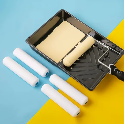 Miniatura 2 de Kit de rodillo de pintura Mister Rui, paquete de 9 unidades de rodillo de pintura de espuma de alta densidad de 15 cm, bandeja de pintura con forro