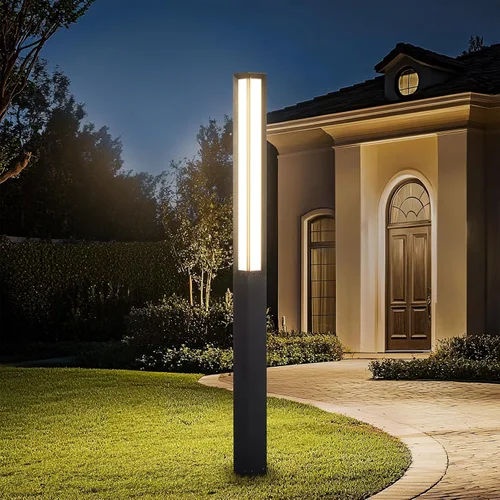 Miniatura 10 de Luz de camino del paisaje, aluminio 8W 800LM iluminación LED de lujo, 32 pulgadas moderna iluminación al aire libre bolardo para césped, patio