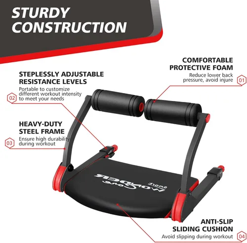 Miniatura 4 de Wonder Core Smart, Ab Machine, Ab Workout Equipment, Sit Up Machine & Exercise Equipment, Ab Crunch Machine for Stomach Workout, Ab Core Trainer Rojo