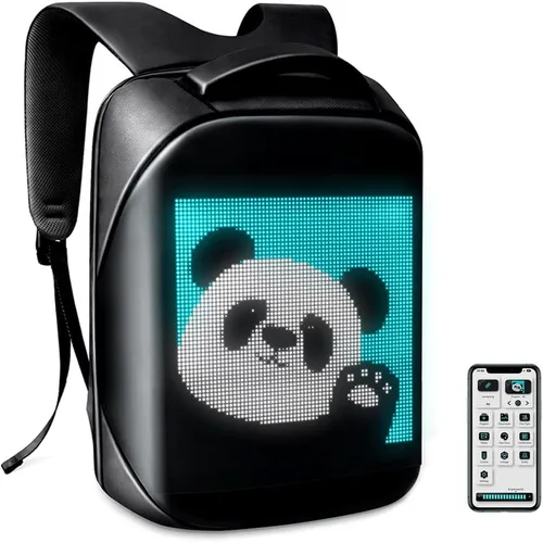 Mochila para laptop con pantalla programable, mochila LED para laptop con control de aplicación, bolsa LED impermeable, viajes, mochila de