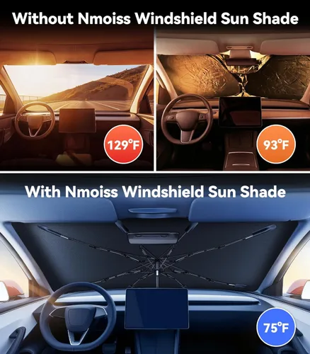 Miniatura 2 de Nmoiss [Escudo térmico con revestimiento de vinilo] Parasol para parabrisas personalizado para Mazda 3, protege el automóvil de los rayos solares