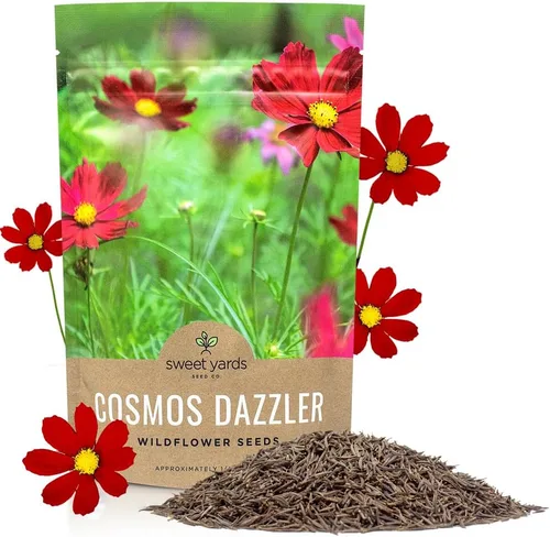 Miniatura 19 de Cosmos Seeds Mezcla de flores silvestres, paquete a granel de 1 onza, más de 5,000 semillas, especies mixtas de rosa, amarillo, naranja, rojo