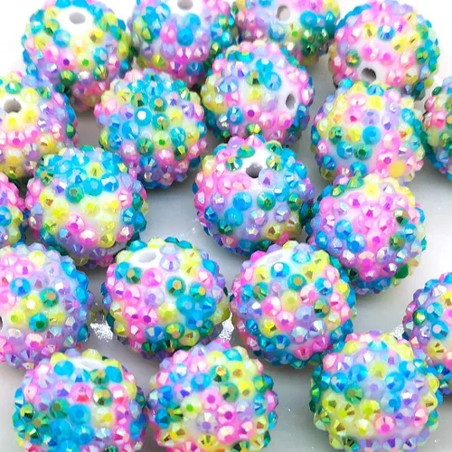Miniatura 28 de Cuentas de diamantes de imitación de colores redondas espaciadoras para joyería, pulsera, collar, bolígrafo, bolsa, cadena, suministros de 0.630 in