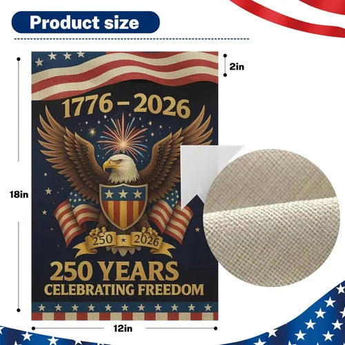 Miniatura 4 de Banderas de jardín con el 250 aniversario de Estados Unidos para exteriores, bandera de Estados Unidos del 250 aniversario 1776-2026, letrero