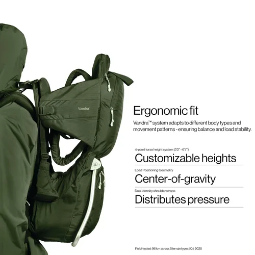 Miniatura 8 de Vandra™ Forest - Mochila portadora de bebé escandinavo de senderismo - Gravity Lock™ marco de carcasa dura - Portabebés nido para niños pequeños