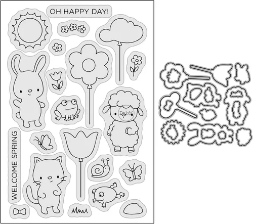 Miniatura 25 de DzIxY Bear Hedgehog Seal Fox Sellos transparentes y troqueles de corte de metal para hacer tarjetas, kit de papel para álbumes de recortes, 29