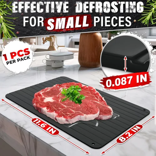 Miniatura 2 de Bandeja de descongelación para carne congelada de 11.6 x 8.2 pulgadas – Bandeja de descongelación de carne no eléctrica de aluminio para carne