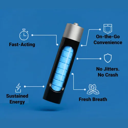 Miniatura 3 de Rally Energy Menta con cafeína, 60 miligramos de cafeína, energía instantánea, caramelo de menta con cafeína de aliento fresco, 0 azúcar, sabor