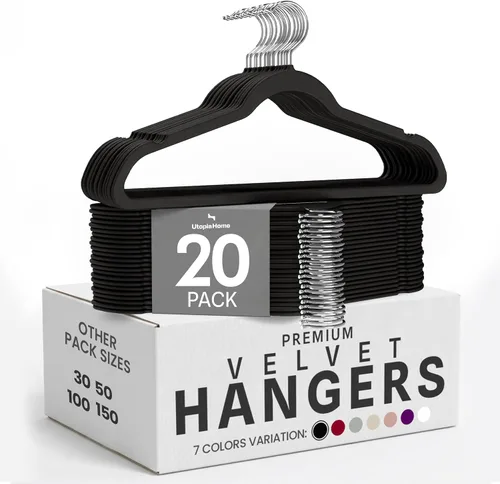 Miniatura 30 de Utopia Home Velvet Hanger - Paquete de 100 perchas delgadas antideslizantes de lujo para pantalones y abrigos, perchas fuertes que ahorran espacio