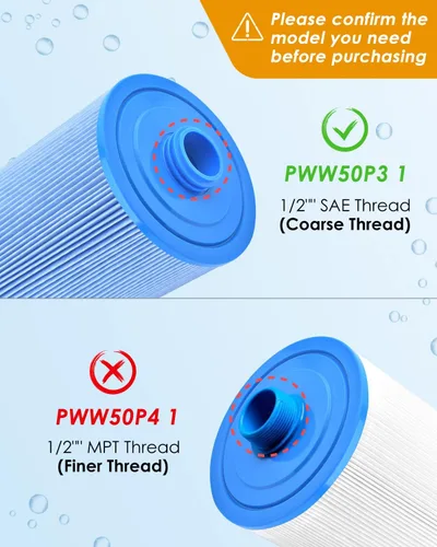 Miniatura 2 de PACETAP Filtro de spa de repuesto para Pleatco PWW50P3, Unicel 6CH-940, Filbur FC-0359, Waterways 817-0050, paquete de 2 filtros de bañera