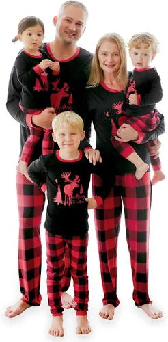Miniatura 49 de VAENAIT BABY Infant Toddler Kids Adult Couple Family Matching Women Men Christmas Pjs Xmas Holiday Buffalo Plaid Pajama Set