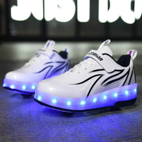 Miniatura 3 de HHSTS Zapatos para niños con ruedas, zapatos de color de luz LED, patines brillantes, zapatos de patinaje, regalos simples para niños y niñas
