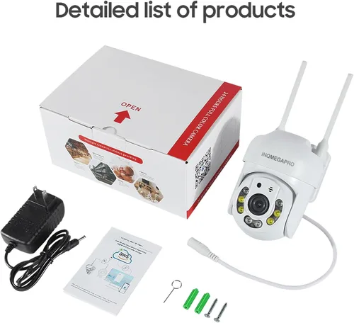 Miniatura 9 de PTZ - Cámara de seguridad para exteriores, sistema de seguridad PTZ 355° View 1080P, cámaras de seguridad WiFi de 2.4 GHZ para exteriores con visión