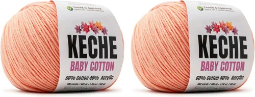 Miniatura 105 de Keche Hilo de algodón, 60% algodón, 40% hilo acrílico, hilo de algodón suave para crochet y tejer, hilo amigurumi, 1 madeja/bola, 1.76 onzas (50g)