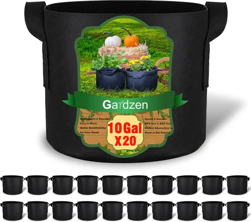 Miniatura 10 de Gardzen - 20 bolsas de cultivo con asas de 1 a 10 galones de tela 20-pack