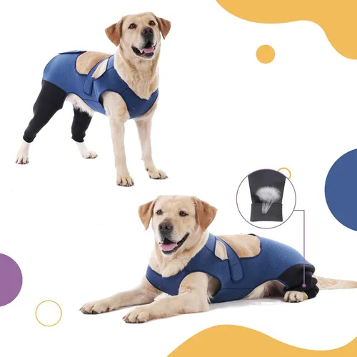 Miniatura 2 de Manga de recuperación de pierna trasera para perro, traje de recuperación transpirable para dejar de lamer y morder firme y seguro