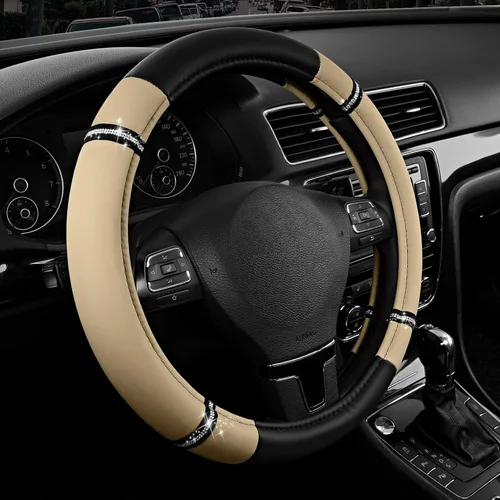 Road Comfort - Funda de cuero antideslizante para volante de automóvil, ajuste universal para automóviles, camiones y SUV de 14.5 a 15 pulgadas,