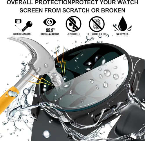 Miniatura 5 de Suoman Paquete de 4+4 fundas para Samsung Galaxy Watch 6 Classic de 1.732 pulgadas (1.732 in), protector de pantalla de privacidad de vidrio