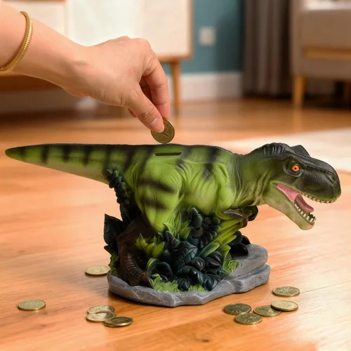 Miniatura 5 de Gaolinci Alcancía T-Rex, banco de monedas, banco de cambios, figuras decorativas de dinosaurios