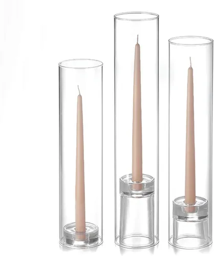 Miniatura 8 de Yummi Juego de 12 velas cónicas, chimeneas y soportes cónicos, color blanco