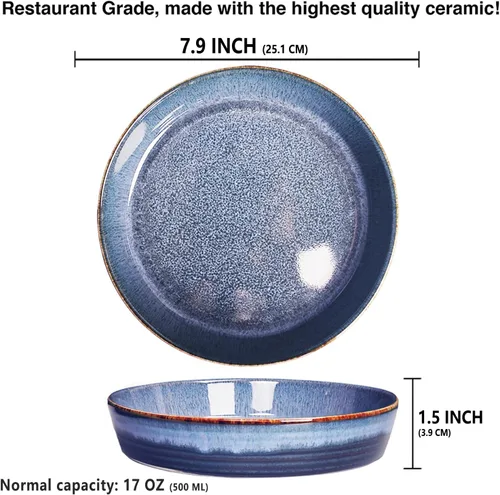 Miniatura 2 de Platos de porcelana para gratinar, aptos para microondas y horno, cazuelas, juego de platos gratinados para lasaña y zapateros, 17 onzas, 7.9