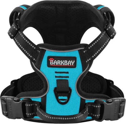 Miniatura 20 de BARKBAY Arnés para perro sin tirones para perros grandes, ajustable, reflectante, cómodo, sin estrangulamiento, resistente, perfecto para Negro