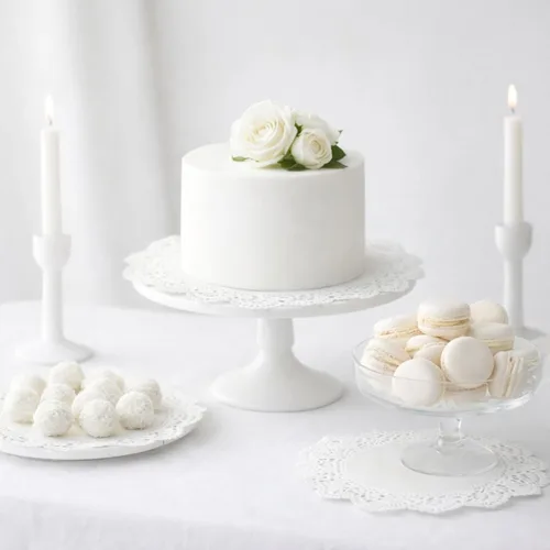 Miniatura 4 de Boao Doilies de papel blanco para decoración de mesa de bodas y vacaciones, 160 piezas de varios tamaños redondos de encaje para mesas de postre