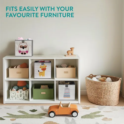 Miniatura 6 de Navaris Cubos de almacenamiento para niños, juego de 3 cubos organizadores de tela para niños, cubo de tela plegable para dormitorio de niños, Verde