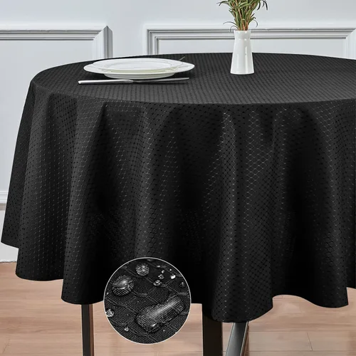 Miniatura 2 de Mantel redondo de poliéster resistente al agua y las manchas, lavable, mantel de tela para mesa de cocina y comedor