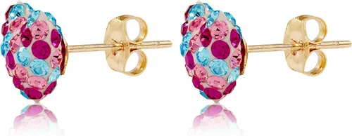 Miniatura 14 de AVORA Aretes de oro amarillo de 10 quilates de 0.315 in con cristales Swarovski