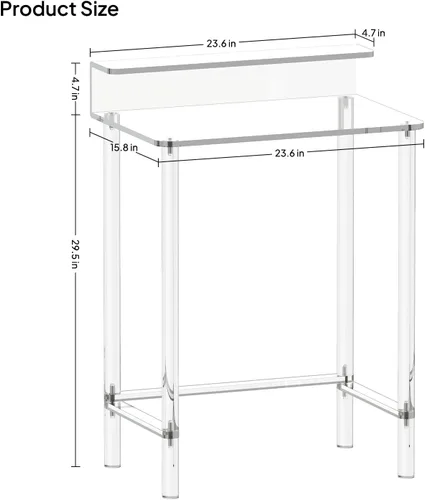 Miniatura 3 de Eglaf - Escritorio pequeño de acrílico, mesa de tocador moderna con soporte de escritorio 23.6'' L x 15.8'' W x 33.9'' H, Clear Makeup Table
