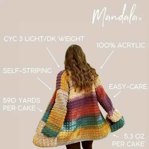 Miniatura 4 de Lion Brand Yarn Mandala - Hilo multicolor para ganchillo,tejido y manualidades, color Liger, 1770 pies, paquete de 1 unidad