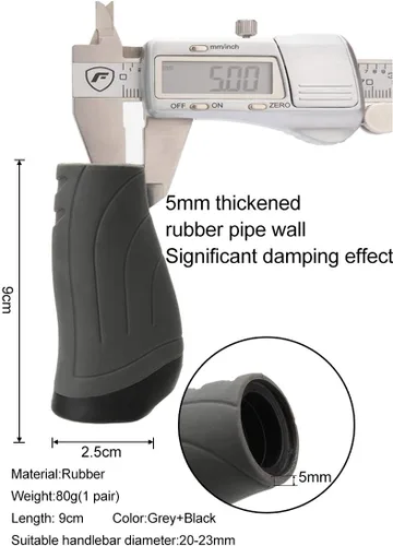Miniatura 2 de TOPCABIN Empuñaduras de bicicleta 2 unidades de 3.543 in de longitud, empuñaduras cortas para manillar de bicicleta, diseño ergonómico de goma