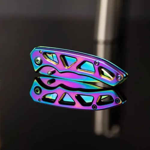 Miniatura 8 de Dispatch Cuchillo de bolsillo plegable con hoja y mango de titanio de color de acero inoxidable 8cr, bloqueo de seguridad integrado para militares