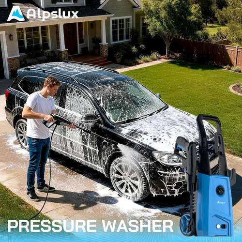 Miniatura 2 de Lavadora a presión eléctrica Lavadora eléctrica con boquilla ajustable, máquina de limpieza a presión con cañón de espuma para automóviles, vallas