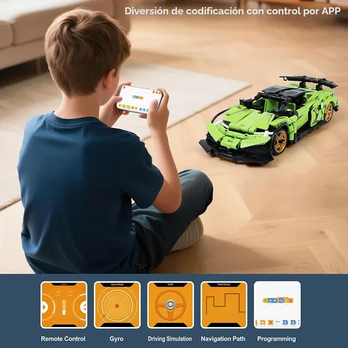 Miniatura 3 de IQKidz Kit de bloques de construcción STEM para niños - Auto de carreras con control remoto y robot de juguete 2 en 1, gran regalo para niños