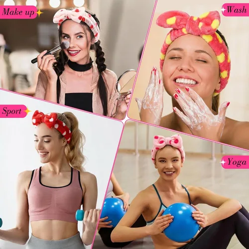 Miniatura 6 de WILLBOND 24 diademas de spa a granel para el cuidado de la piel, para lavado de cara, maquillaje, lazo para lavado facial, envoltura para la cabeza