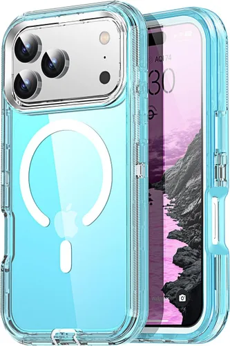 Miniatura 39 de AICase Funda transparente para iPhone 16e/13/iPhone 14, compatible con MagSafe 3 en 1, resistente protección contra caídas, cuerpo completo, a