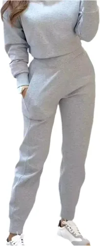 Miniatura 5 de Conjunto de sudadera y pantalón corto casual elegante, de dos piezas, con bolsillos, 95% poliéster, 5% elastano, ligeramente elástico