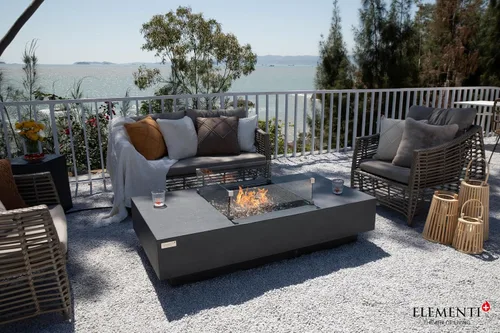 Miniatura 4 de Elementi+ Mesa de Fuego de Gas Colorado de Hormigón Fundido de 56" Rectangular, Hoguera al Aire Libre con Ignición Electrónica Incluye Cubierta