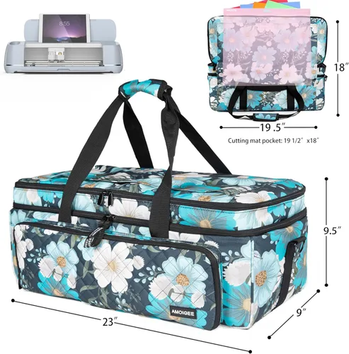 Miniatura 4 de AMOIGEE Estuche de transporte para Cricut Maker 3, Maker 4, Explore Air 2, Explore 3, Explore 4, bolsa de transporte de doble capa con cubierta Azul