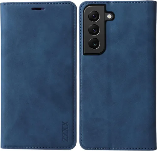 Miniatura 15 de ZZXX Funda tipo cartera para Samsung Galaxy S22 Ultra con bloqueo RFID, ranura para tarjetas, función atril, magnética, de piel suave, para Samsung