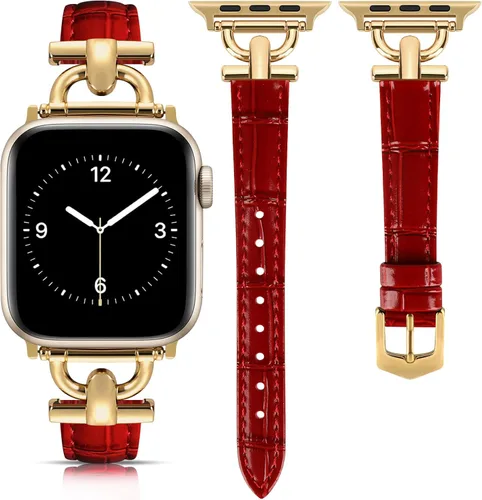 Miniatura 27 de Correa de cuero compatible con las bandas de Apple Watch para mujeres, correa elegante y elegante para iWatch Series 11/10/9/8/7/6/5/4/3/2/1/se