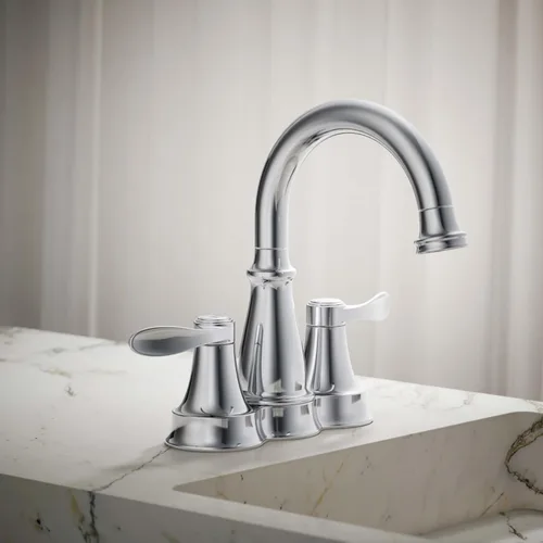 Miniatura 2 de KOHLER 27378-4N-CP Bellera - Juego central de grifo de baño de 4 pulgadas con drenaje emergente, grifo de lavabo de baño de 2 asas, 0.5 gpm, cromo