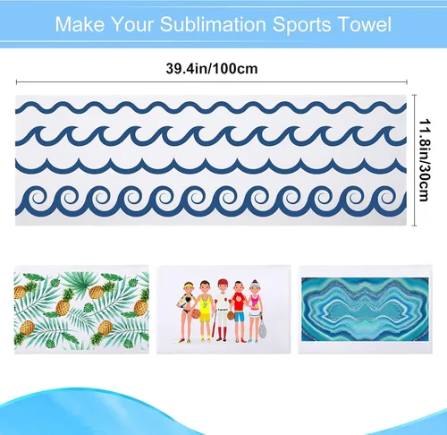 Miniatura 3 de BBTO 12 toallas refrescantes por sublimación a granel para deportes de 40 x 12 pulgadas, toalla blanca de sudor de golf, toalla de gimnasio
