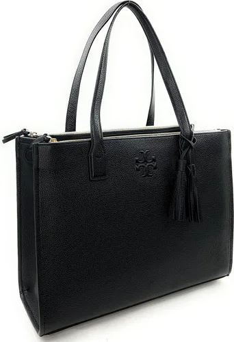 Miniatura 2 de Tory Burch Thea Pebbled Leather Tote, Negro