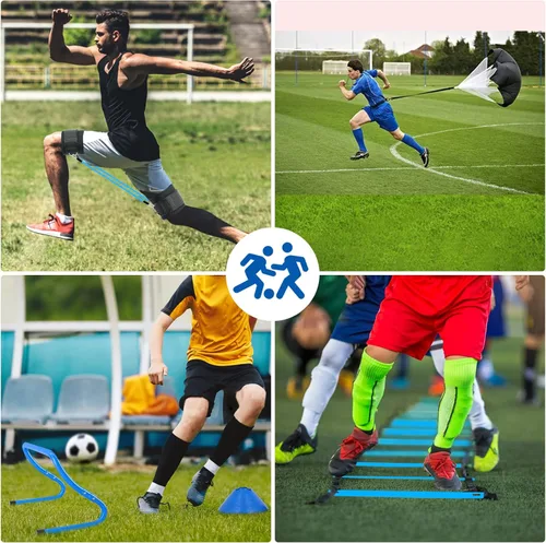Miniatura 5 de Haootadiy Equipo de Entrenamiento de Agilidad, Equipo de Entrenamiento de Fútbol Incluye escalera de agilidad de 20 pies, 4 obstáculos de agilidad